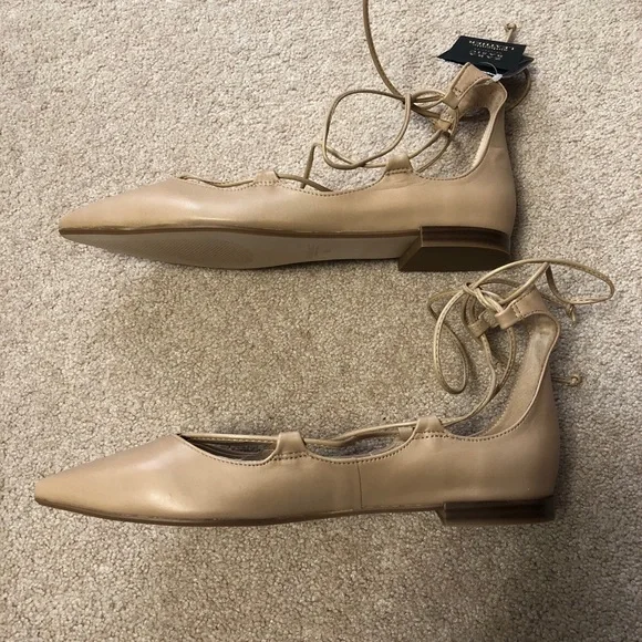 Zara Leather Nude Flats - Picture 4 of 11